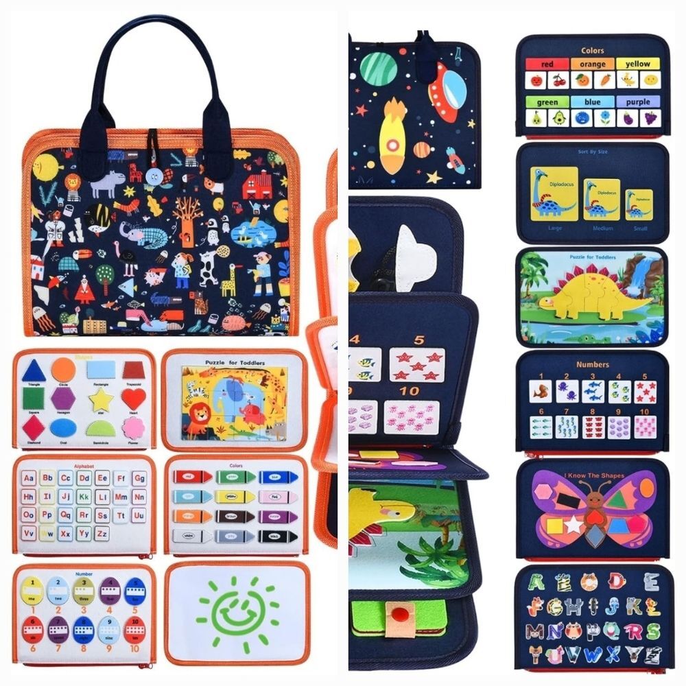 NWT Two different toddler life skills sensory busy books for travel & learning.